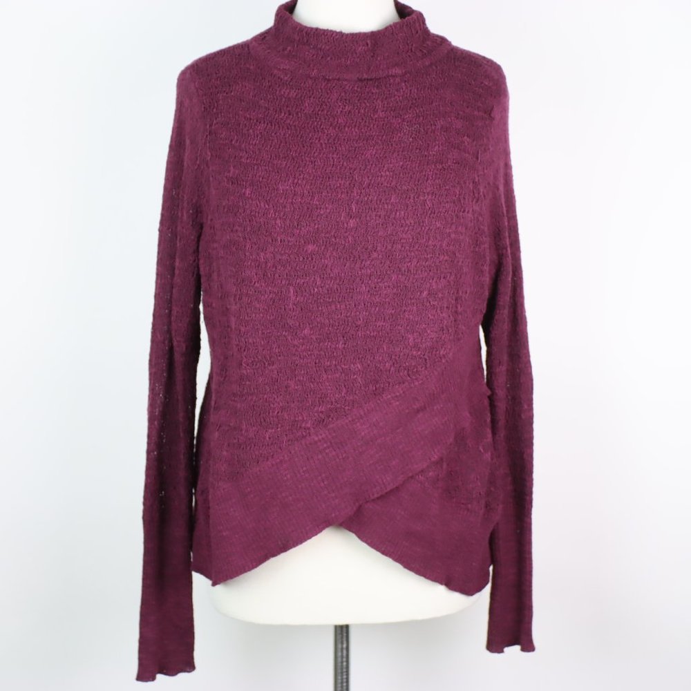 FREE PEOPLE Tiered Hem Mock Sweater SMALL